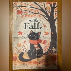 Garden Flag Autumn Fall Cat 12" x 18" NWOT